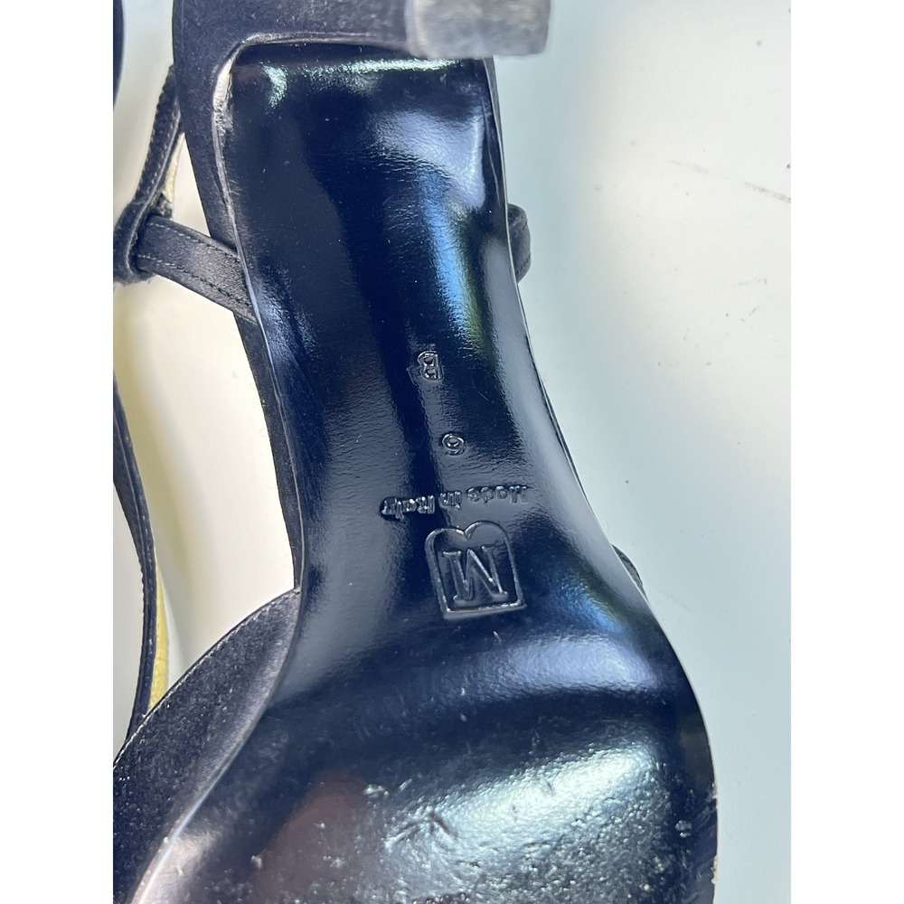 Vintage Bruno Magli Couture Black Satin Peep Toe Slingback Pumps Heels 6 B Italy - Picture 8 of 10